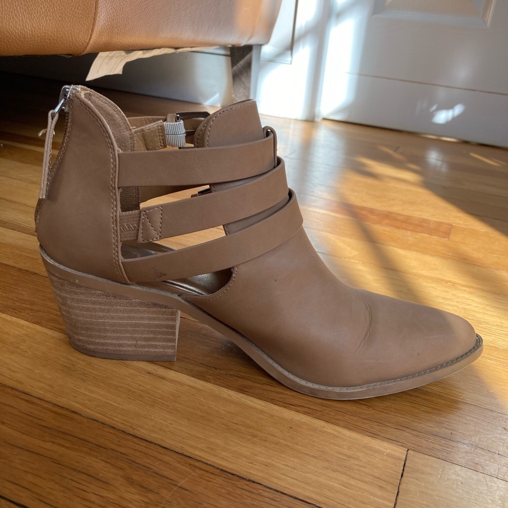 Dolce Vita Taupe Strappy Cutout Ankle Bootie